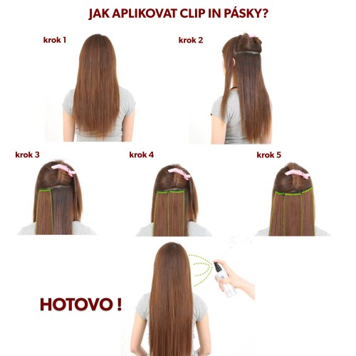 Prodlužování vlasů a účesy - Rovný clip in pásek vlasů v délce 60 cm - odstín F