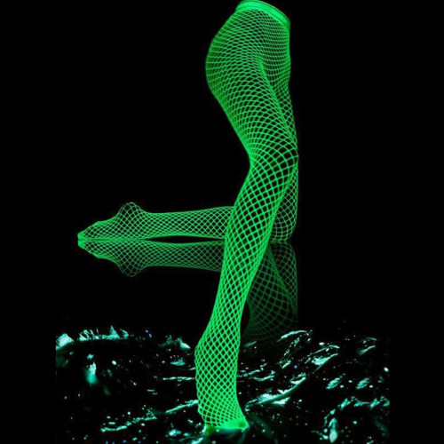 Dámská móda a doplňky - Síťované punčochy svítící ve tmě - reflexní zelená