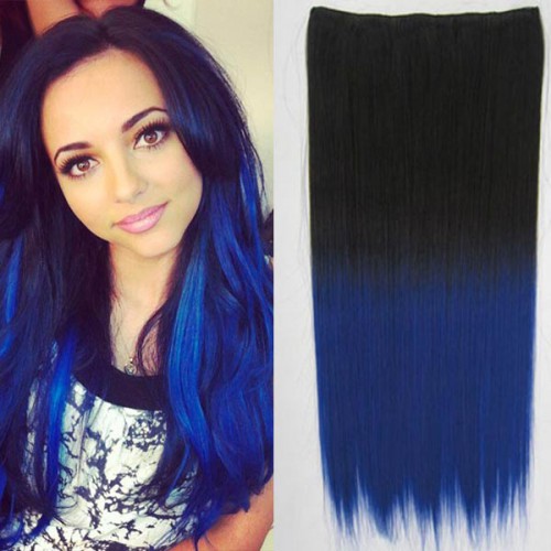 Prodlužování vlasů a účesy - Clip in vlasy - 60 cm dlouhý pás vlasů - ombre styl - odstín 2 T Blue
