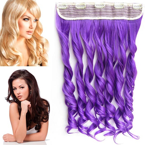 Clip in pás vlasů - lokny 55 cm - odstín Purple